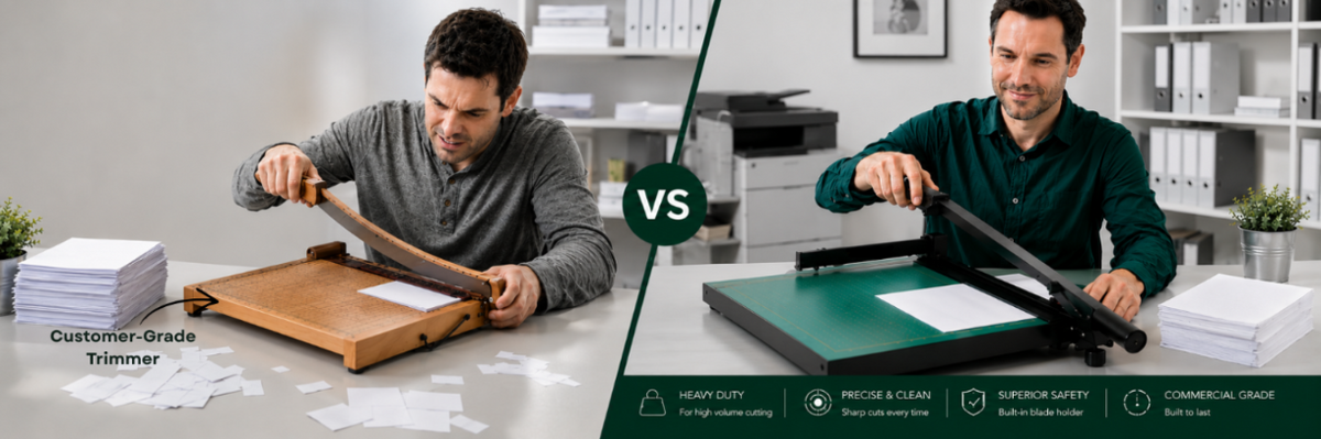 The Real Difference Between a $40 Paper Trimmer and a Professional Martin Yale Trimmer Built for Serious Use